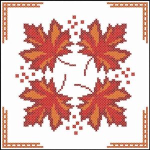 herrschners autumn leaves quilt blocks stamped cross-stitch