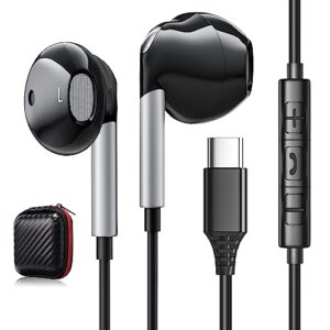 usb c headphones, for samsung galaxy s23 s22 ultra s21 s20 fe a54 wired headphones, hifi bass usb c earphones with mic, stereo type c earbuds in-ear headphones for google pixel 7 pro 6a 7a ipad pro