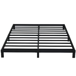 emoda 6 inch california king bed frames heavy duty metal cal king platform with steel slats support, no box spring needed, noise free, black