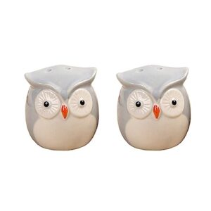 wait fly owl shape ceramic salt and pepper shakers home kitchen decoration-gray-set of 2