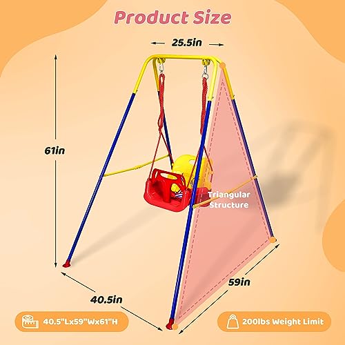 HHNAEJX 4-in-1 Toddler Swing Set and Baby Jumper, Baby Swing Stand Indoor/Outdoor Play,Anti-Flip Snug & Easy to Assemble Infants to Teens Kids Swing Seat for Playground