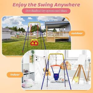 HHNAEJX 4-in-1 Toddler Swing Set and Baby Jumper, Baby Swing Stand Indoor/Outdoor Play,Anti-Flip Snug & Easy to Assemble Infants to Teens Kids Swing Seat for Playground