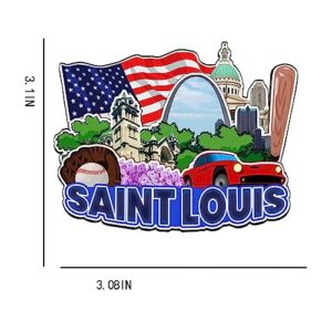 Saint Louis Missouri USA Magnet Fridge Magnet Wooden 3D Landmarks Travel Collectible Souvenirs Decoration Handmade -2797