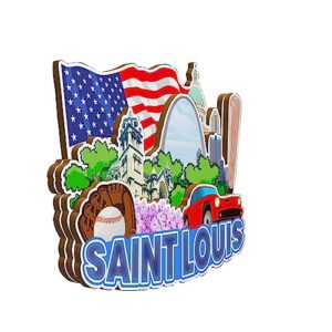 Saint Louis Missouri USA Magnet Fridge Magnet Wooden 3D Landmarks Travel Collectible Souvenirs Decoration Handmade -2797