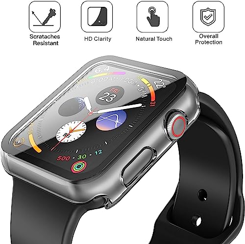 Misxi 2 Pack Hard PC Case with Tempered Glass Screen Protector Compatible with Apple Watch Series 6 SE Series 5 Series 4 40mm, Clear