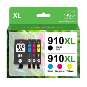 910xl ink cartridges combo pack compatible replacement for hp ink 910 xl for officejet pro 8025 8028 8034 8035 8010 8015 8018 8022 8020 8030 series printer (4 pack, black & cmy)