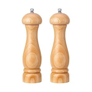 ousyaah salt and pepper grinder set (8''), manual salt and pepper shakers with adjustable ceramic rotor, refillable wooden salt and pepper mill set for spices, pepper, himalayan and sea salts (y)