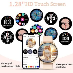 Yaahoony Smart Watch for Women, 1.24 inch Touch Screen Smartwatch DIY Watch Face Waterproof Fitness Tracker with Heart Rate, SpO2 and Sleep Monitor-Call Receive/Dial Watch Compatible with iOS/Android