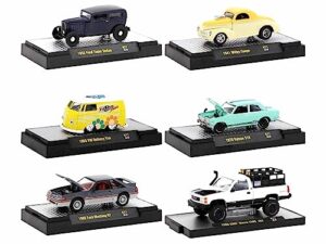 m2 auto-thentics 6 piece set release 77 in display cases limited edition 1/64 diecast model cars machines 32500-77