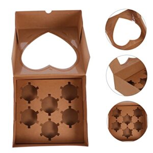 Cabilock 10pcs Packaging Boxes Six Grid Cake Packing Box Mini Paper Cups Mini Muffins Sandwich Container 4 Pack Cupcake Boxes Bakery Boxes with Window Pastry Boxes Cake Container Box Paper