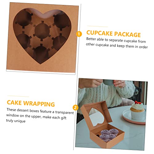 Cabilock 10pcs Packaging Boxes Six Grid Cake Packing Box Mini Paper Cups Mini Muffins Sandwich Container 4 Pack Cupcake Boxes Bakery Boxes with Window Pastry Boxes Cake Container Box Paper