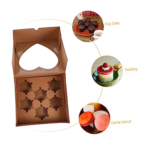 Cabilock 10pcs Packaging Boxes Six Grid Cake Packing Box Mini Paper Cups Mini Muffins Sandwich Container 4 Pack Cupcake Boxes Bakery Boxes with Window Pastry Boxes Cake Container Box Paper