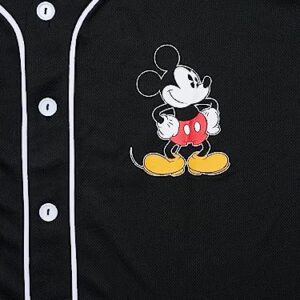 Disney Mickey Mouse 28 Womans Jersey Shirt Button (Black, XX-Large)