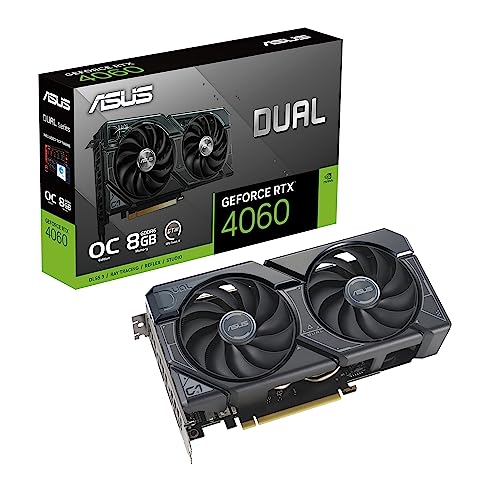 ASUS Dual GeForce RTX™ 4060 OC Edition 8GB GDDR6 (PCIe 4.0, 8GB GDDR6, DLSS 3, HDMI 2.1a, DisplayPort 1.4a, 2.5-Slot Design, Axial-tech Fan Design, 0dB Technology, and More)