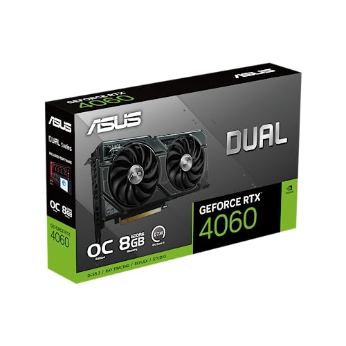 ASUS Dual GeForce RTX™ 4060 OC Edition 8GB GDDR6 (PCIe 4.0, 8GB GDDR6, DLSS 3, HDMI 2.1a, DisplayPort 1.4a, 2.5-Slot Design, Axial-tech Fan Design, 0dB Technology, and More)