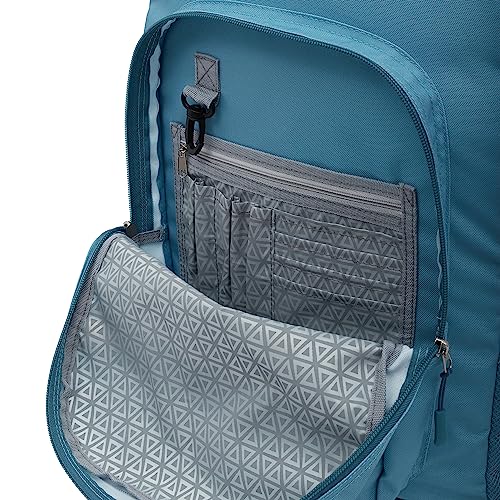 Travelers Club Rolling Backpack with Shoulder Straps, Aqua, 18-Inch