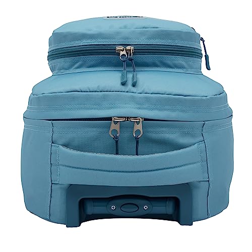 Travelers Club Rolling Backpack with Shoulder Straps, Aqua, 18-Inch