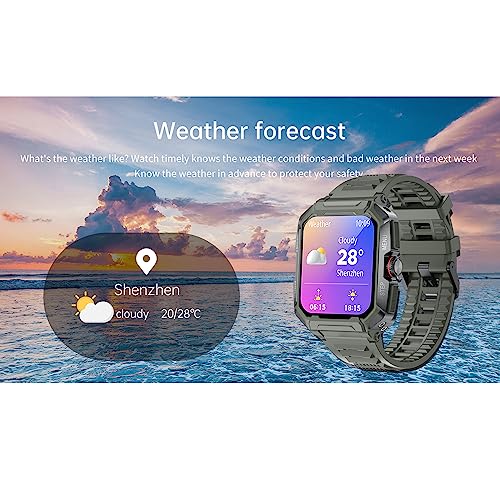 Smart Watch for Men,20m Waterproof Rugged Outdoor Smartwatch with Bluetooth Call 400mAh Battery Life Fitness Watch 1.65" HD Display,100+ Sports Modes Fitness Tracker,for iOS Android Phone,45Black