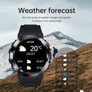 Smart Watch for Men,20m Waterproof Rugged Outdoor Smartwatch with Bluetooth Call 400mAh Battery Life Fitness Watch 1.65" HD Display,100+ Sports Modes Fitness Tracker,for iOS Android Phone,45Black