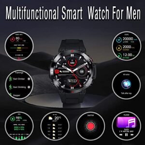 Smart Watch for Men,20m Waterproof Rugged Outdoor Smartwatch with Bluetooth Call 400mAh Battery Life Fitness Watch 1.65" HD Display,100+ Sports Modes Fitness Tracker,for iOS Android Phone,45Black