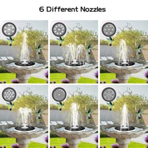 Postlucky Solar Fountain Bird Bath Fountain Pump LED Lights Multicolor with 6 Nozzles Floating Solar Powered Water Fountain IP66 Waterproof Solar Fountain Pump for Garden Swimming Pool Pond Outdoor