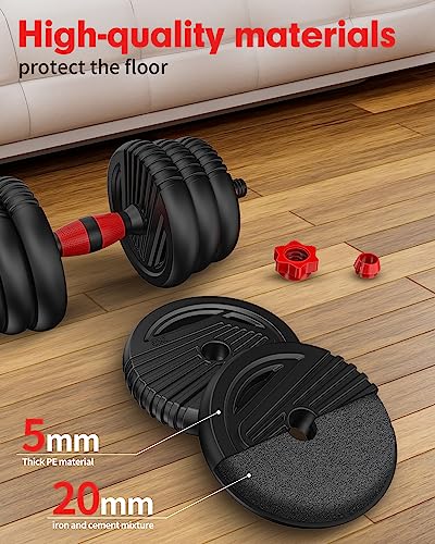 Trakmaxi Adjustable Dumbbell Set 20LB/55LB/70LBS Free Weights Dumbbells, 4 in 1 Weight Set, Dumbbell, Barbell, Kettlebell, Push-up, Home Gym Fitness Workout Equipment for Men Women(55LBS)