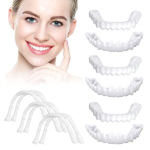 Fake Teeth,6PCS Dentures Cosmetic Teeth for Upper and Lower Jaw,Natural Shade and Comfortable Fit,Veneer Dentures for Women and Men-BB05