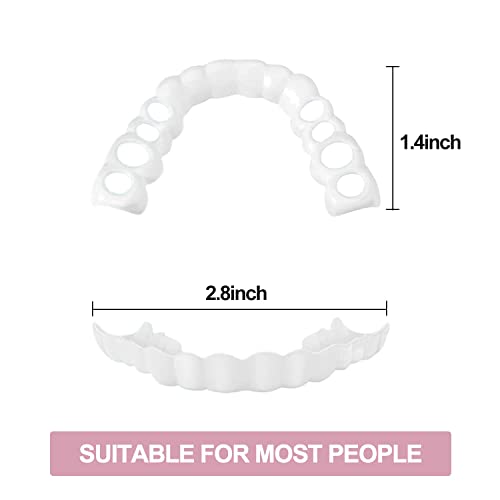 Fake Teeth, 2 PCS Veneers Dentures Socket for Women and Men, Dental Veneers for Temporary Tooth Repair Upper and Lower Jaw, Protect Your Teeth and Regain Confident Smile, Bright White-AA08