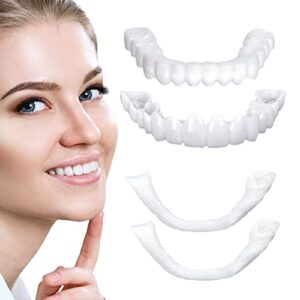 fake teeth, 2 pcs veneers dentures socket for women and men, dental veneers for temporary tooth repair upper and lower jaw, protect your teeth and regain confident smile, bright white-aa08