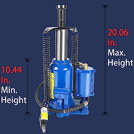 20 Ton Pneumatic Air Hydraulic Bottle Jack with Manual Hand Pump Heavy Duty Auto Truck RV Repair Automotive Lift Tools