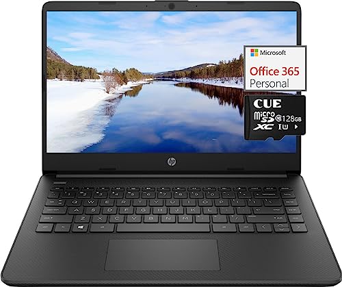 HP Newest 14" Ultral Light Student Laptop, Intel N4120 Quad-Core(> N4020), 8GB RAM, 192GB Storage(64GB eMMC+128GBSD Card), One Year Office 365, WiFi, Webcam, HDMI, USB-A&C, Win 11