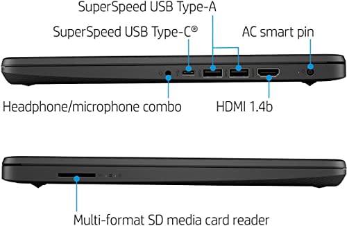 HP Newest 14" Ultral Light Student Laptop, Intel N4120 Quad-Core(> N4020), 8GB RAM, 192GB Storage(64GB eMMC+128GBSD Card), One Year Office 365, WiFi, Webcam, HDMI, USB-A&C, Win 11