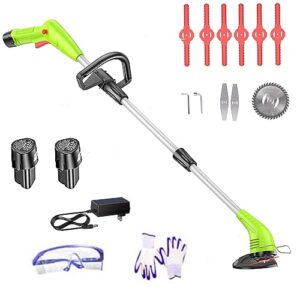 reshy cordless weed wacker, battery powered weed eater,brush cutter, lawn edger with 3 types blades and 12v 2000mah rechargeable battery powered for garden yard