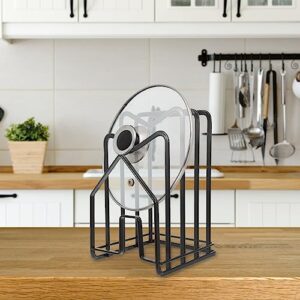 Pot Lid Organizer Cutting Board Rack Chopping Board Organizer Stand Pot Pan Lids Rack Dishes Plates Drying Rack Cabinet Organizer for Kitchen Cabinet Countertop Black Pot Lid Rack