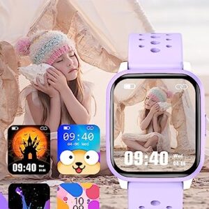 Butele Kids Smart Watch Girls Boys, Smart Watch for Kids Game Smart Watch Gifts for 4-16 Years Old with Sleep Mode 20 Sports Modes 5 Games Pedometer Birthday Gift for Boys Girls (Purple)