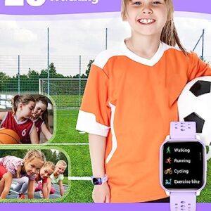 Butele Kids Smart Watch Girls Boys, Smart Watch for Kids Game Smart Watch Gifts for 4-16 Years Old with Sleep Mode 20 Sports Modes 5 Games Pedometer Birthday Gift for Boys Girls (Purple)