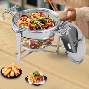 kolhgnse 4qt round accent soup chafer, round stainless steel chafer chafing dish buffet set commercial warmers buffet servers and warmers set warming tray