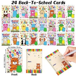 Fovths 24 Set Mini Back to School Jungle Stuffed Animals Bulk with Schoolbag Cards Keychain Animal Plush Toys Party Favors Classroom Gifts for Students