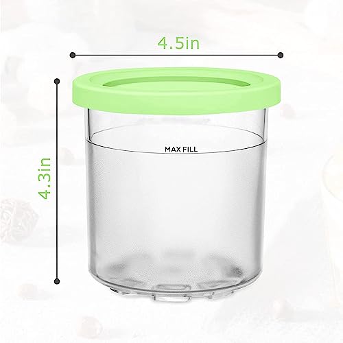 Creami Pints and Lids - 4 Pack, for Ninja Creamy Pints and Lids - 4 Pack, Ice Cream Pints Safe and Leak Proof Compatible with NC299AMZ,NC300s Series Ice Cream Makers