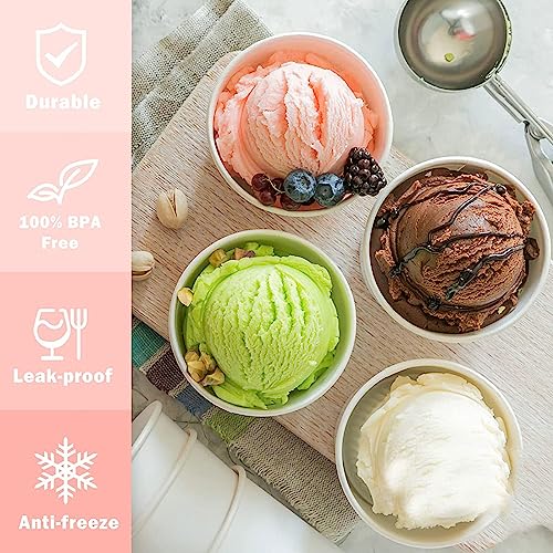 Creami Pints and Lids - 4 Pack, for Ninja Creamy Pints and Lids - 4 Pack, Ice Cream Pints Safe and Leak Proof Compatible with NC299AMZ,NC300s Series Ice Cream Makers