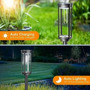 ZIVASA Solar Pathway Lights Outdoor Waterproof 8 Pack, 12H Lasting Solar Powered Lights for Outside, Auto On/Off Solar Garden Lights Solar Path Lighting for Yard Patio Walkway Driveway