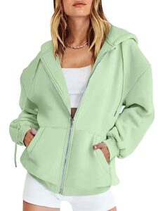 prinbara women's cute tops 2023 outfits teen girl jacket sweater long sleeve sweatshirts casual tops zip up trendy clothes light green 9pa89-doulv-l