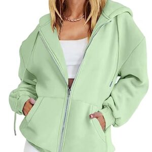 Prinbara Women's Cute Tops 2023 Outfits Teen Girl Jacket Sweater Long Sleeve Sweatshirts Casual Tops Zip Up Trendy Clothes Light Green 9PA89-doulv-L