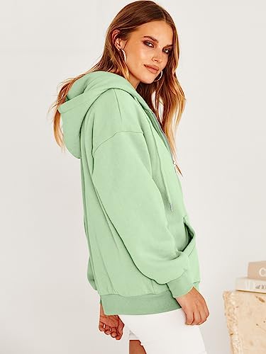 Prinbara Women's Cute Tops 2023 Outfits Teen Girl Jacket Sweater Long Sleeve Sweatshirts Casual Tops Zip Up Trendy Clothes Light Green 9PA89-doulv-L