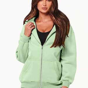 Prinbara Women's Cute Tops 2023 Outfits Teen Girl Jacket Sweater Long Sleeve Sweatshirts Casual Tops Zip Up Trendy Clothes Light Green 9PA89-doulv-L