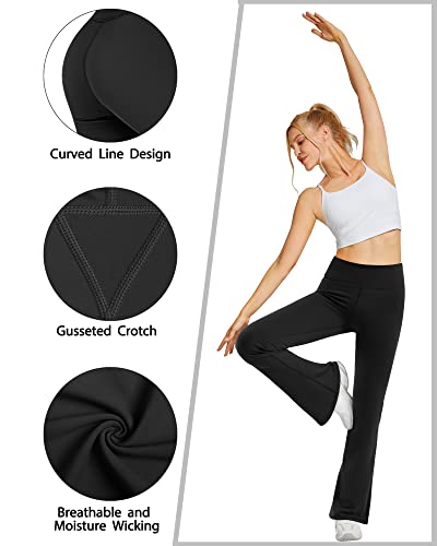 Promover Bootcut Yoga Pants for Women Flare Leggings High Waist Flared Bootleg Workout Pant for Casual Work Dress Pant(Black-33,M)