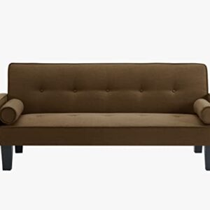 ERYE Modern Upholstered Futon Sofa Convertible Sleeper Couch Bed,Soft Loveseat & Sofabed for Home Office Apartment Small Space Living Room Napping Love Seats, Brown Linen 2 Pillows