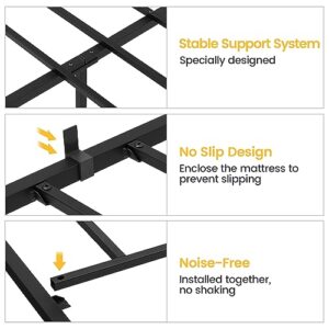 IDEALHOUSE 14 Inch Full Bed Frame with Storage,Metal Platform Full Bed Frame No Box Spring Needed Steel Slat Support Easy Assembly