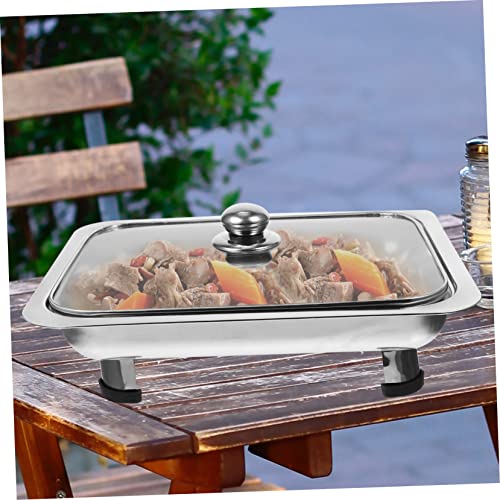 2pcs Steel Buffet Restaurant Food Warmer Chafing Warmers Catering Serving Dish Chafing Dishes with Lids Flat Bracket Square Griddle Pan Four-Leg Buffet Tray Buffet Fruit Tray Steam