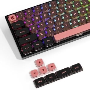 dagaladoo xvx 125 keys low profile sakura pudding keycaps，dye sublimation pbt keycap,transparent keycaps,suitable for most60% 65% 70% 100% cherry gateron mx switches mechanical keyboard